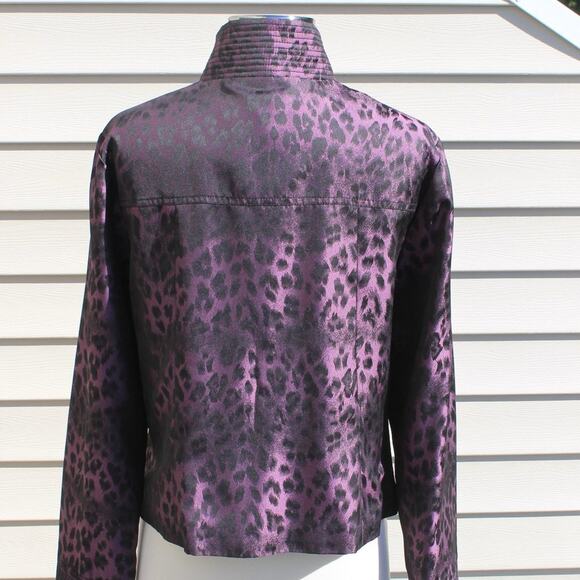 600 West Women's Purple & Black Animal Leopard Print Jacket Button Up Size 8 - Picture 8 of 14